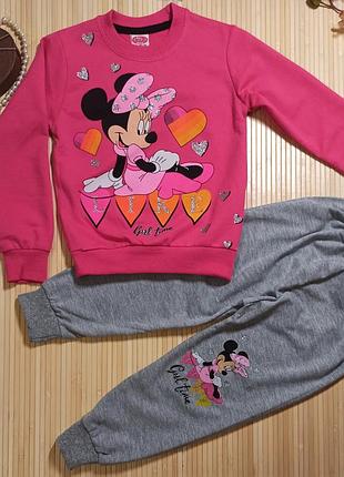 Костюм для девочки ( маломерит) "lovely minnie mouse" 110 размер розовый с серым