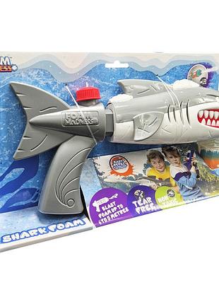 Водний пістолет shark foam f9101(grey) стріляє піною, дальність 4-5 метрів