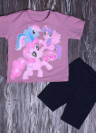 Комплект для дівчинки ( футболка + шорти) "my little pony" пудра з чорним