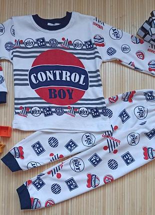 Пижама для мальчика (маломерная) control boy 104 размер белая с красным