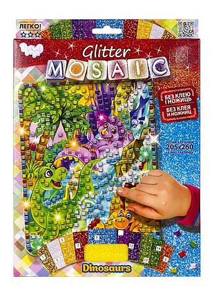 Креативное творчество "glitter mosaic динозавры" бм-03-09 блестящая мозаика