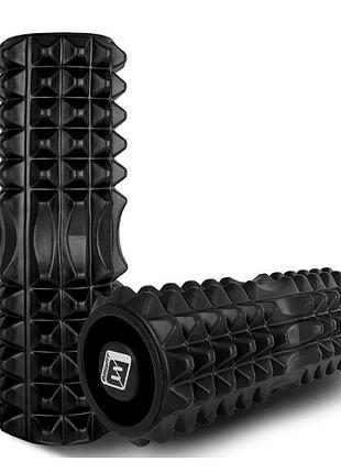 Массажный ролик easyfit ef-2022a-bk, eva-пена, чёрный, 33×13 см - для йоги, фитнеса, реабилитации