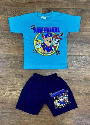 Костюм для хлопчика (маломерсний) "paw patrol two" блакитний з чорним 92-98