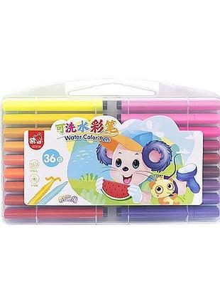 Набор фломастерів "water color pen" 36 кольорів 204-36 у пластикому боксі синій