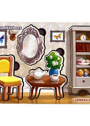 Дерев'яний пазл-вкладиш "меблі-2" ubumblebees (псф121) psf121 фон із підказкою