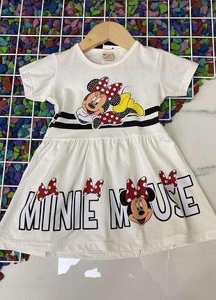 Платье (маломерное) с коротким рукавом "minnie mouse" белое 104