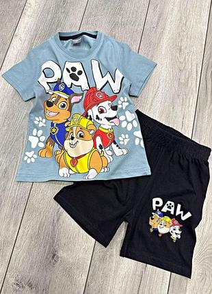 Дитячий літній костюм для хлопчика (футболка + шорти) paw patrol сірий 134-140