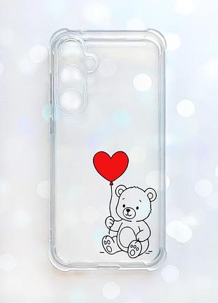 Чехол с утолщёнными углами на samsung galaxy s23 fe медвежонок с сердечком (принт 431)