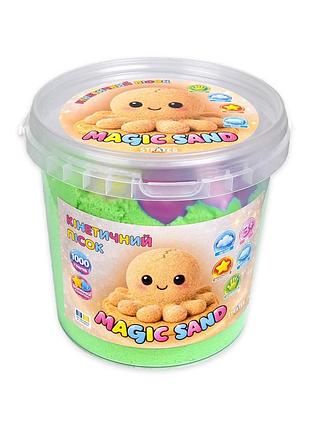 Кинетический песок magic sand 31198 зеленый 1000 гр, формочки 6 шт
