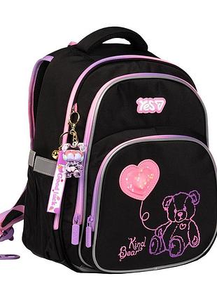 Рюкзак школьный полукаркасный yes pink bear led s-91m