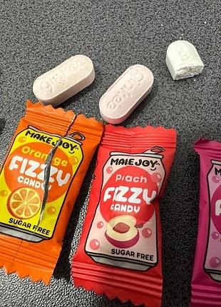 Цукерки-газіровка без цукру fizzy candy 500 г (шипучі фруктовий мікс) з вітаміном c і ментолом