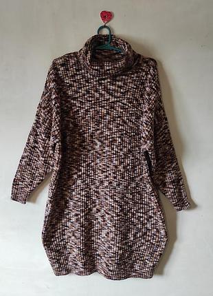 В'язана сукня-светр bonprix xl (48/50) з високим горлом, меланж