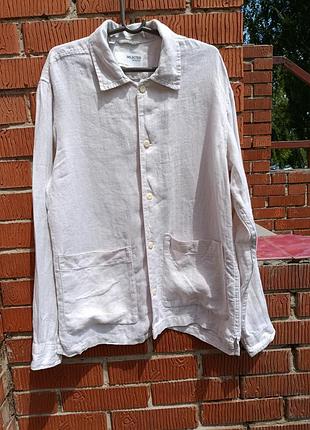 ​мужская льняная рубашка-овершот selected homme (linen overshirt)