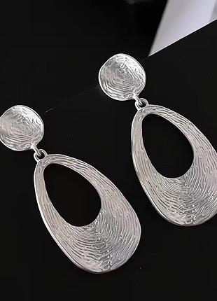 Сережки "крапля дощу" сріблястий