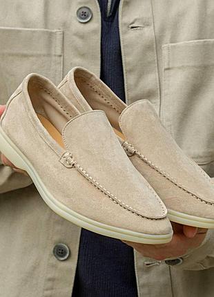 Бежевые лоферы унисекс loro piana sweet beige x лоро пиана 39