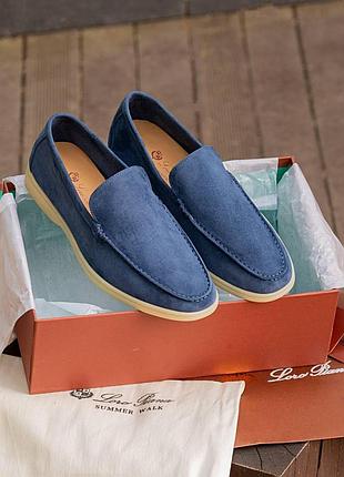 Блакитні лофери унісекс loro piana sweet blue x лоро піана 40