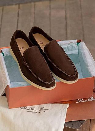 Коричневі лофери унісекс loro piana sweet chocolate x лоро піана 38