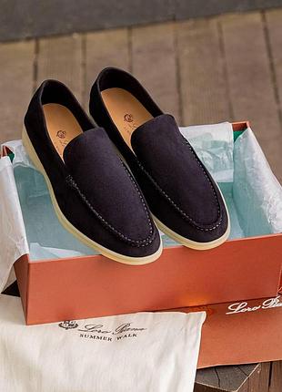 Синие лоферы унисекс loro piana dark blue x лоро пиана 42