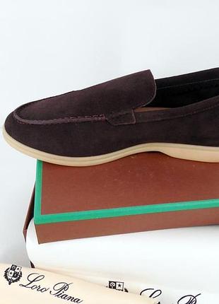 Коричневые лоферы унисекс loro piana sweet chocolate x лоро пиана 43