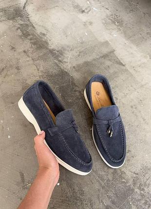 Женские голубые лоферы loro piana loafers blue white x лоро пиана 40