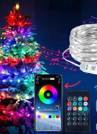 Умная светодиодная гирлянда роса rgb на 200 led 20м с bluetooth и usb / влагозащищенный декор ip65 для елки