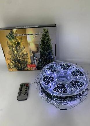 Светодиодная гирлянда роса 20 м 600 led белая от usb / декоративная праздничная мишура с пультом
