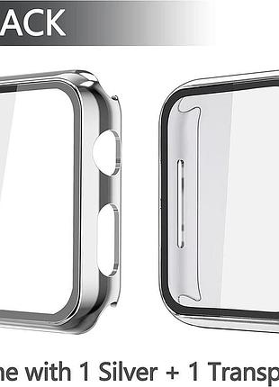 Набір misxi 2шт. захисний чохол зі склом для смарт годинника apple watch 44mm - 4, 5, 6, se, se2, se3. уцінка