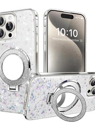 Чехол imirst для iphone 14 pro с блестками и зеркалом dj, серый