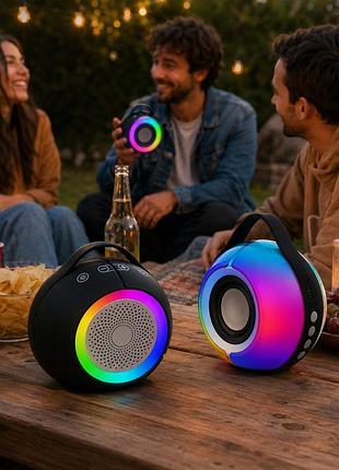 Портативная акустическая колонка bluetooth 5.3 с яркой rgb подсветкой для воспроизведения музыки