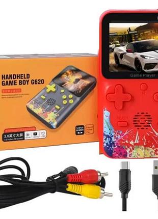 Портативная игровая консоль с экраном 3 дюйма и 500 играми красная для телевизора и ретро развлечений