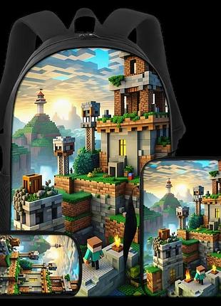 Набір із 3 предметів рюкзак пенал ланчбокс кріпер майнкрафт minecraft 03