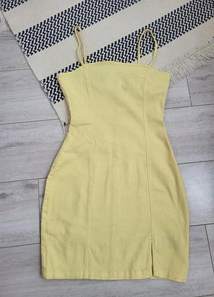 Джинсова лимонна сукня h&m / джинсовий сарафан/ denim сарафан 38, s
