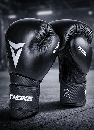 Боксерські рукавички v`noks optima 14 ун. (сток) з натуральної шкіри nappa пінно-гелеве наповнення vpgel вентиляція манжет velcro