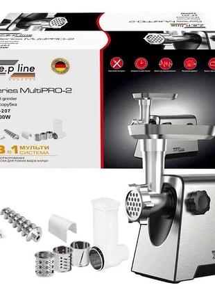 Электрическая мясорубка zepline zp-207 (zp-00207) 4000 вт с реверсом, соковыжималкой и барабанами для шинковки