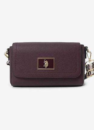 Сумка кроссбоди через плечо женская маленькая u.s. polo assn вишневая