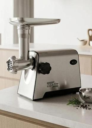 Электрическая мясорубка zepline zp-207 (zp-00207) 4000 вт с реверсом, соковыжималкой и барабанами для шинковки