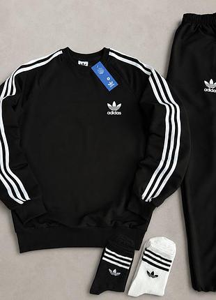 Черный комплект adidas со свитшотом и штанами, костюм адидас для спортзала, спортивный костюм для мужчин xl