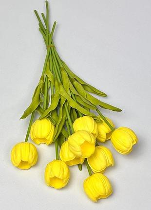 Штучна квітка тюльпан латексний 33 см., жовтий (поштучно), нт372/1
