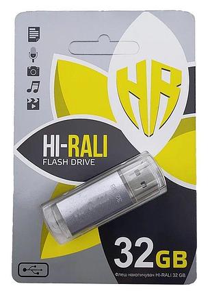 Usb флешнакопичувач 32gb hi-rali silver rocket 2.0, флешка 32 гб для фото, відео та документів 20178