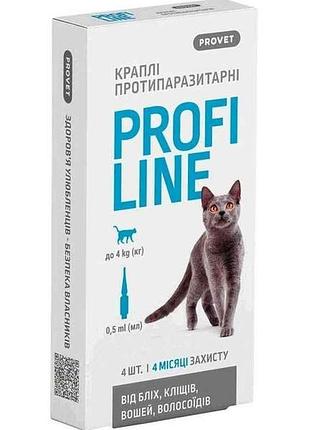 Капли на холку profiline д/котов до 4кг 1уп.(4 пустышка*0,5мл) тм природа