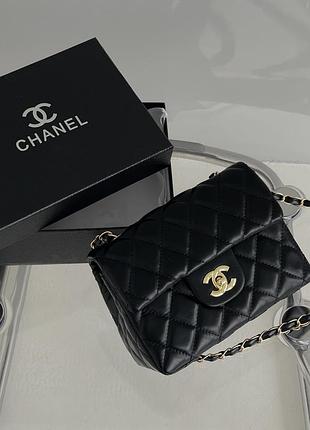 Сумка жіноча через плече chanel класична шанель чорний міні