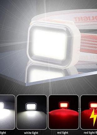 Налобний ліхтар зі зручним ремінцем для голови cy-2027-b-cob(white+red), тактичний ліхтар на голову rg-13
