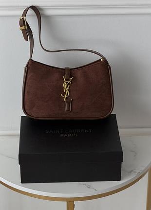 Жіноча сумка yves saint laurent le 5 a 7 ysl шоколадний замшевий ів сен лоран