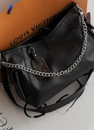 Сумка жіноча шопер хобо louis vuitton carryall cargo vibe pm lux чорний срібло