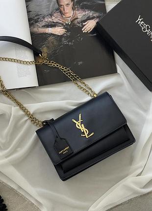 Жіноча сумка yves saint laurent sunset medium ysl ів сен лоран чорний