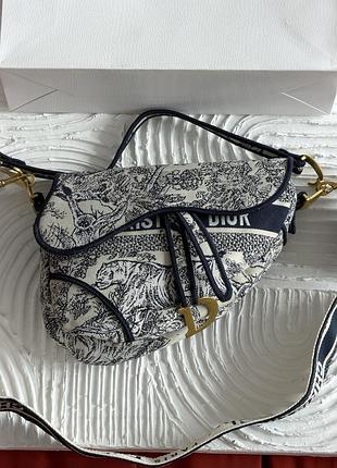 Женская сумка dior saddle bag синий тигр через плече кристиан диор седло