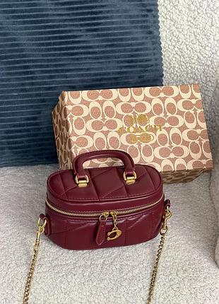 Женская сумка coach trail crossbody 17 бордовый через плече коуч