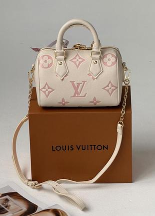 Жіноча сумка louis vuitton nano speedy bandoulière 20 боченя молочно-рожевий через плече луї віттон
