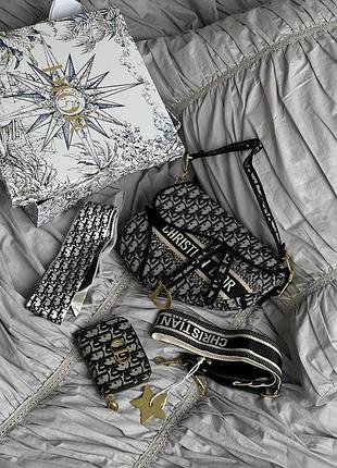 Жіноча сумка седло крістіан діор чорний. подарунковий набір dior saddle жіночий 4 предмети