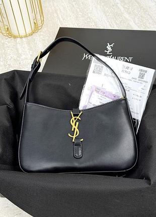 Жіноча сумка yves saint laurent ysl le 5 ↑ 7 ів сен лоран чорний із довгим ременем